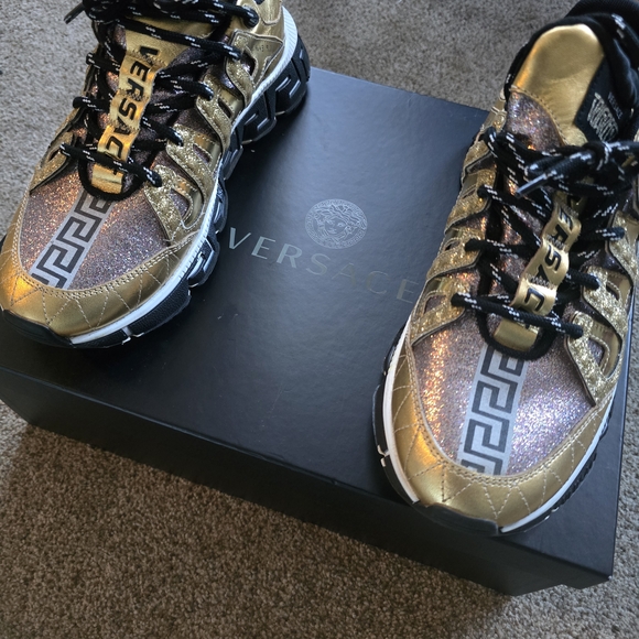 Versace Gold and Black Athletic Shoes